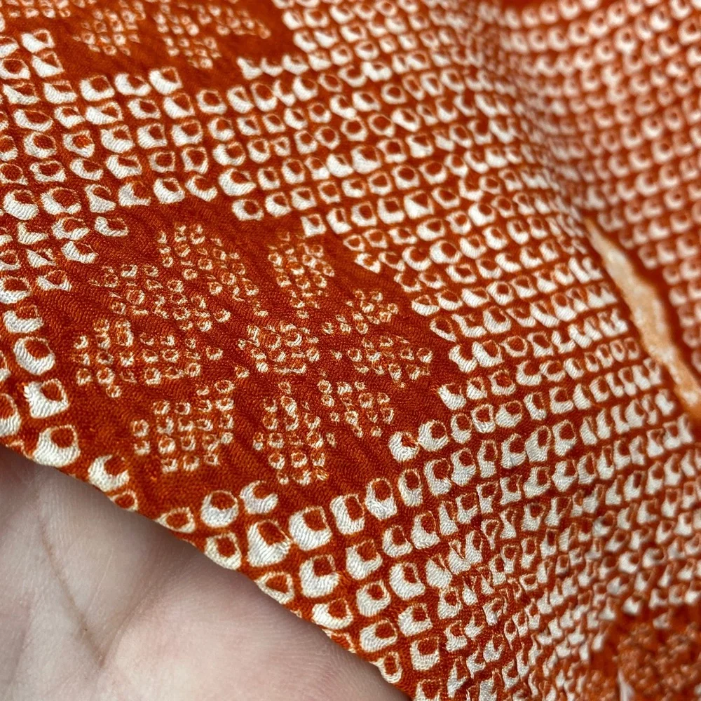 Vintage 60s 70s Orange Floral True Kimono Jacket Textured Hippie Psychedelic - Picture 9 of 14